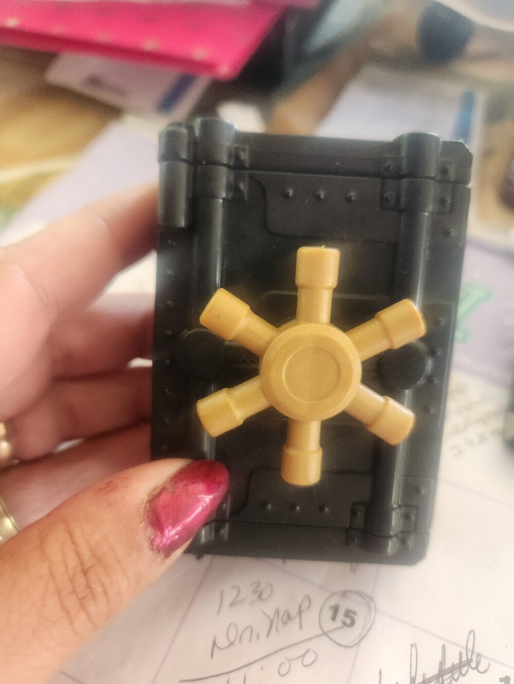 Black Toy Safe with Gold Dial Accent